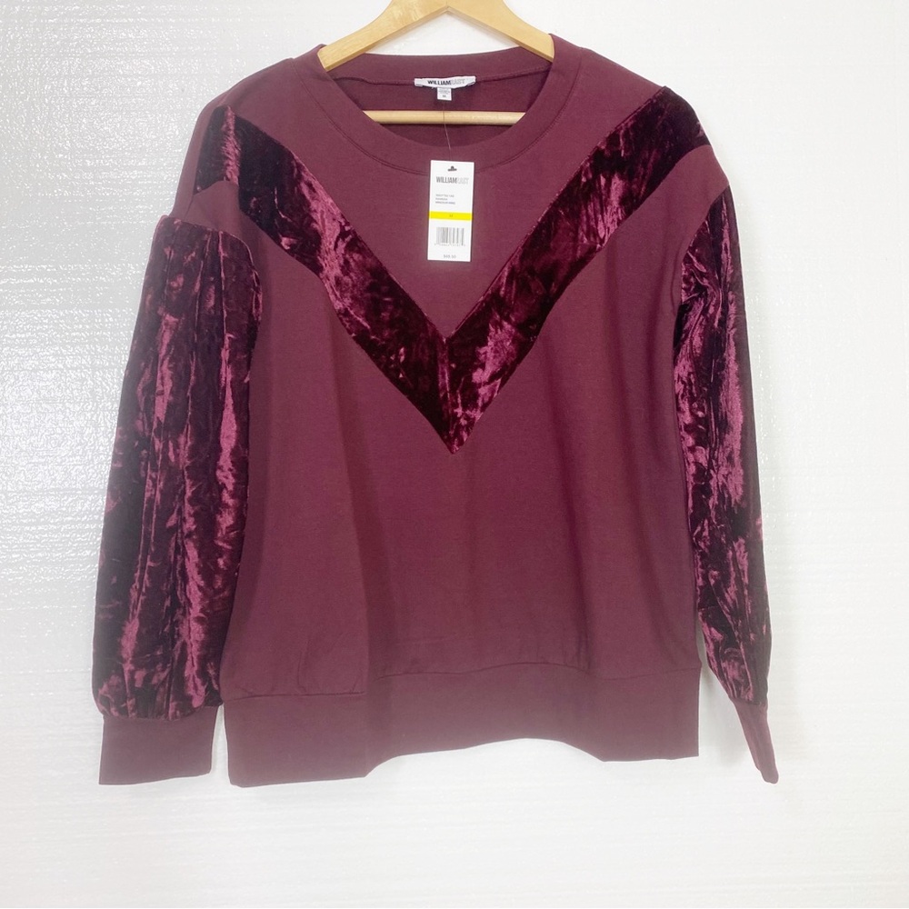 WILLIAM RAST Burgundy Long Sleeve Top Sweats Winter Jewel Neck Top Medium - Picture 6 of 13